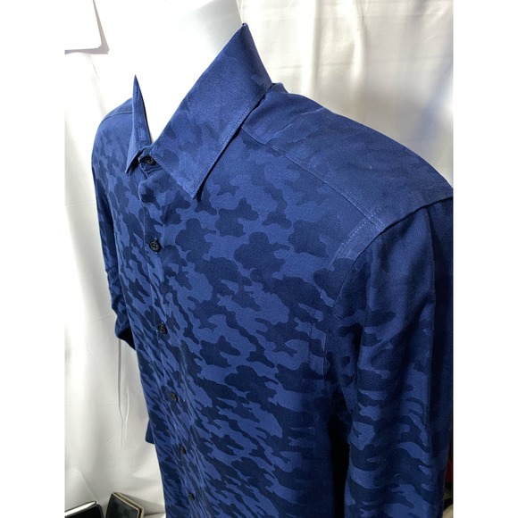 Hart Schaffner Marx Dress Shirt Blue Non-Iron MSRP $100 Medium - Picture 4 of 12